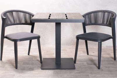 Milan Square Pedestal Table and 2 Milan Chairs Set